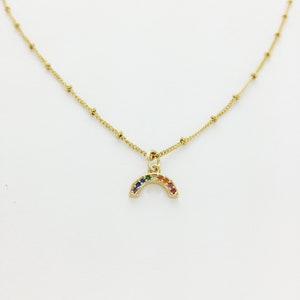 Rainbow Necklace, Gold Filled, Waterproof, Pride, LGBTQ, Queer, Lesbian Jewelry, Gay Pride, Feminist image 7