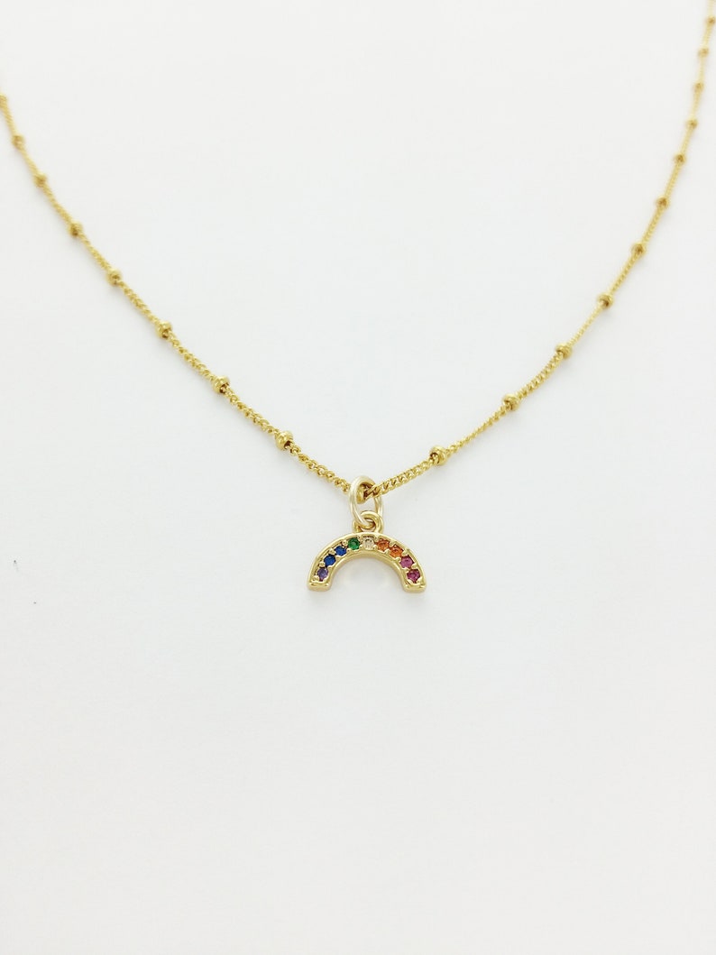 Rainbow Necklace, Gold Filled, Waterproof, Pride, LGBTQ, Queer, Lesbian Jewelry, Gay Pride, Feminist image 7