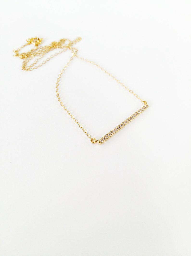 Sister Gift Cubic Zirconia Bar Necklace Crystal Necklace Bar Necklace Layering Necklace Gift for Her Mother Daughter