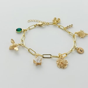 Build your Own Charm Bracelet, Custom Charm Bracelet, Birthstone Bracelet, Paperclip Bracelet, Gift, Personalized Bracelet Charms