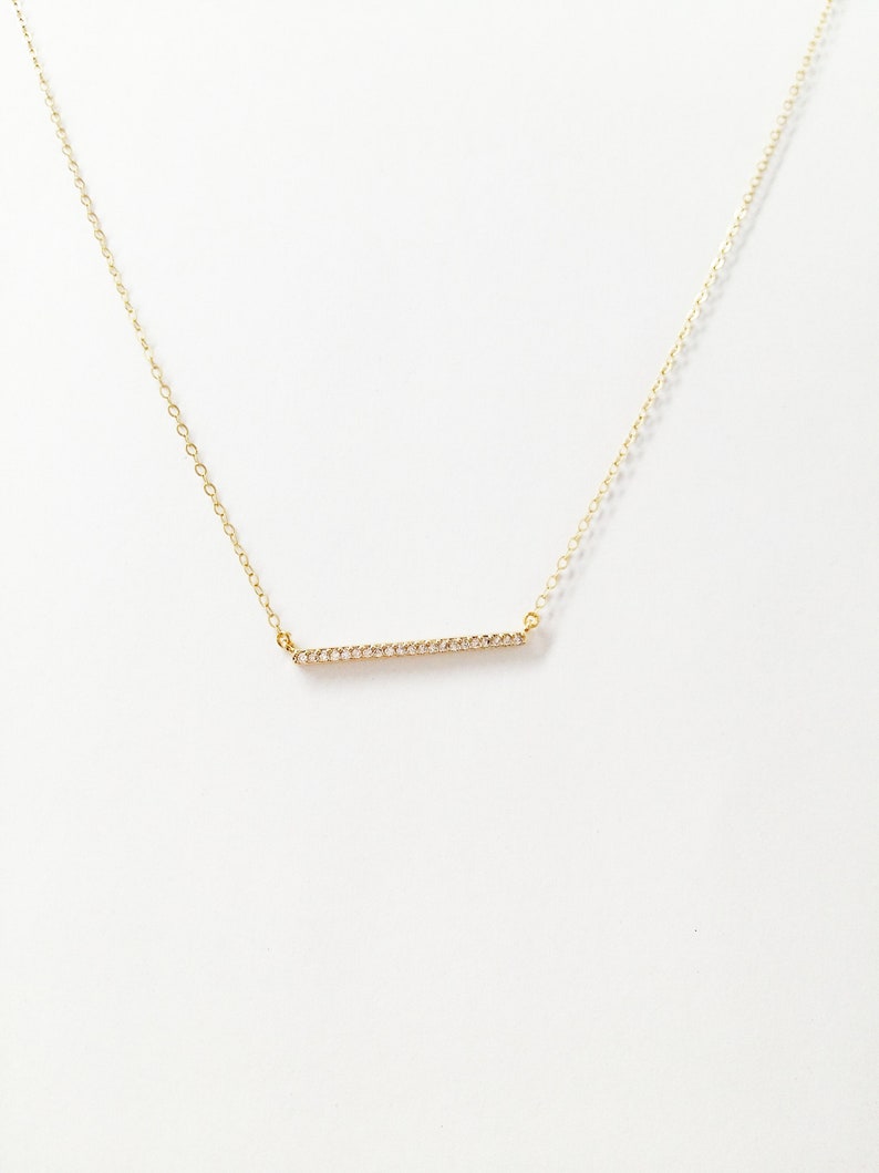 Sister Gift Cubic Zirconia Bar Necklace Crystal Necklace Bar Necklace Layering Necklace Gift for Her Mother Daughter