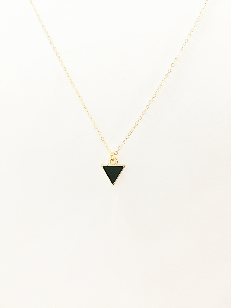 Tiny Triangle Necklace, 14kt Gold, Pink, Turquoise, White, Black, Dainty Necklace, Gift for Her, Epoxy, Colourful, Bridesmaids, Matching Set image 5