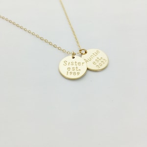 Sister Est. Aunt Est. Necklace, Aunt Necklace, Sister Necklace, New Mom, Mom, Baby Announcement, Pregnancy, Aunt Gift, Sister Gift, New Aunt image 3