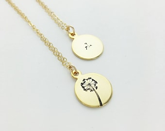 Mother and Daughter Necklace Set, TWO Necklaces, Mom Necklace, Mother's Day, Dandelion, Flower, Mom Gift, Dandelion and Seed, Daughter Gift