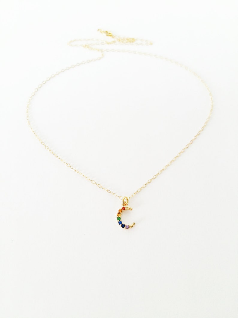 Rainbow Moon Necklace, Rainbow Necklace, Pride, LGBTQ, Queer, Lesbian Jewelry, Gay Pride, Feminist image 7
