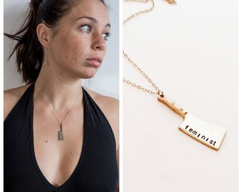 Feminist Necklace, 14kt Gold or Sterling Silver Necklace, Knife Necklace, Feminism, Strength Necklace, Women's Rights, Equality