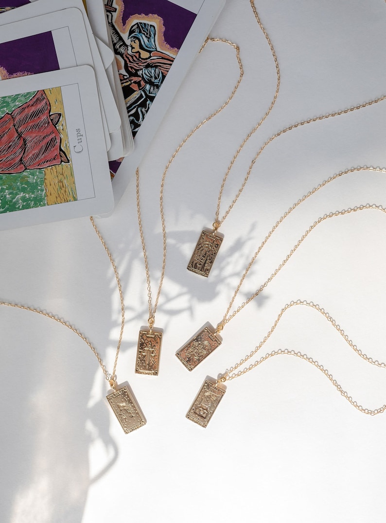 Dainty Tarot Card Necklace, Gold or Silver, The Sun, The Star, The World, Meaningful Gift, Inspirational, Unique, Gift For Her, Strength image 9