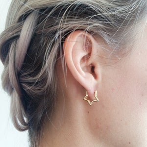 Dainty Star Hoop Earrings, Star Earrings, Hoop, Gift For Her, Mother's Day, Graduation, 16kt Gold, Unique, Punk, Party Earrings, Birthday image 5