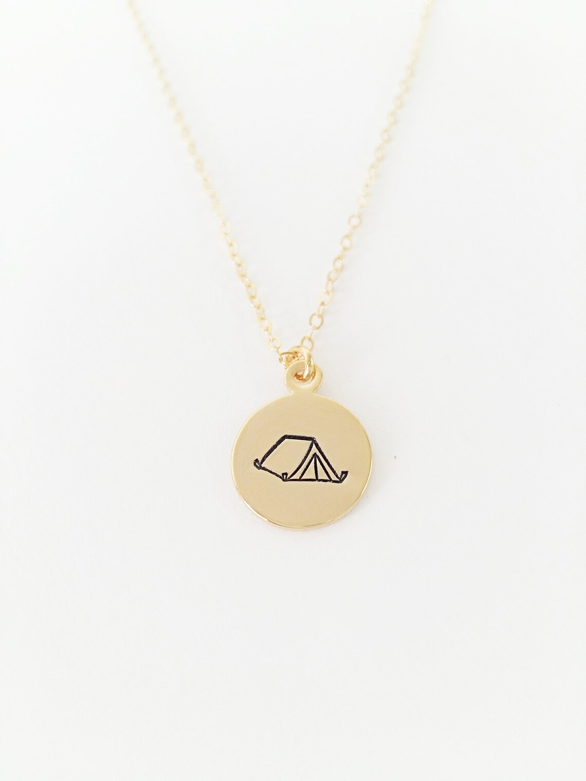 Tent Necklace // Camping Necklace // 14kt Gold Sterling Etsy