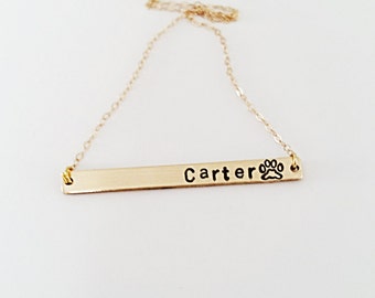 Personalized Pet Name Necklace // 14kt Gold //  Name Necklace // Pet Name // Custom Pet Necklace // Paw Print Necklace // Best Friends