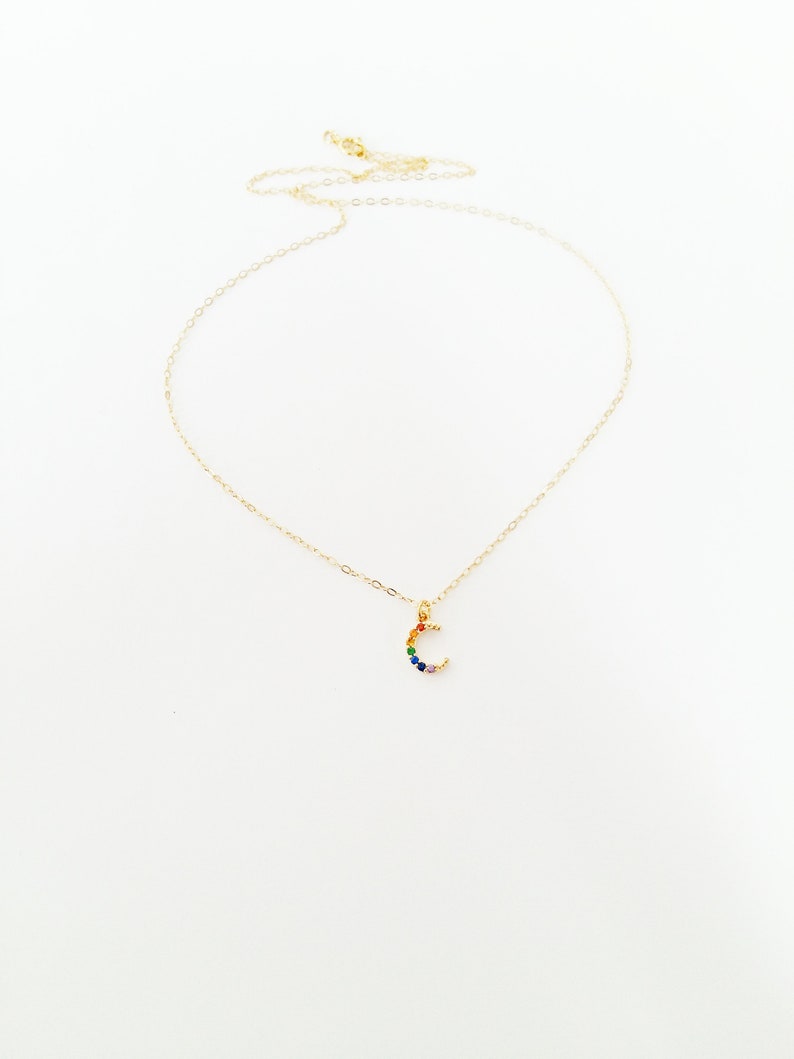 Rainbow Moon Necklace, Rainbow Necklace, Pride, LGBTQ, Queer, Lesbian Jewelry, Gay Pride, Feminist image 4