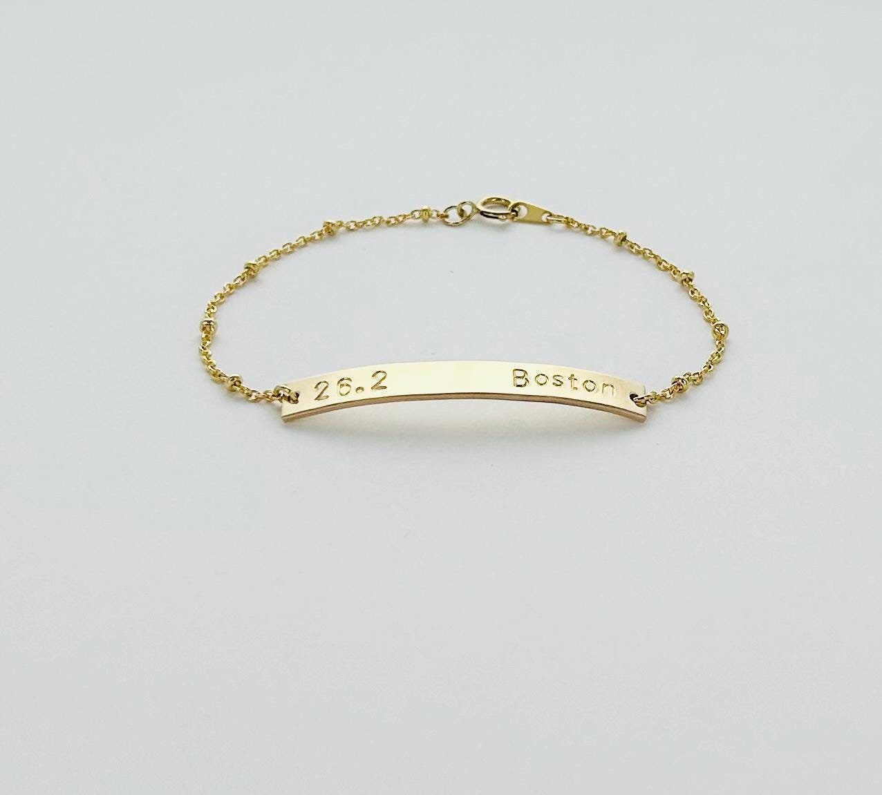 Marathon and Custom City Name Bracelet, 26.2 miles or 42.2km, Marathon Gift, Engraved Bracelet, Half-Marathon, Dainty, Runner, Gift, Run