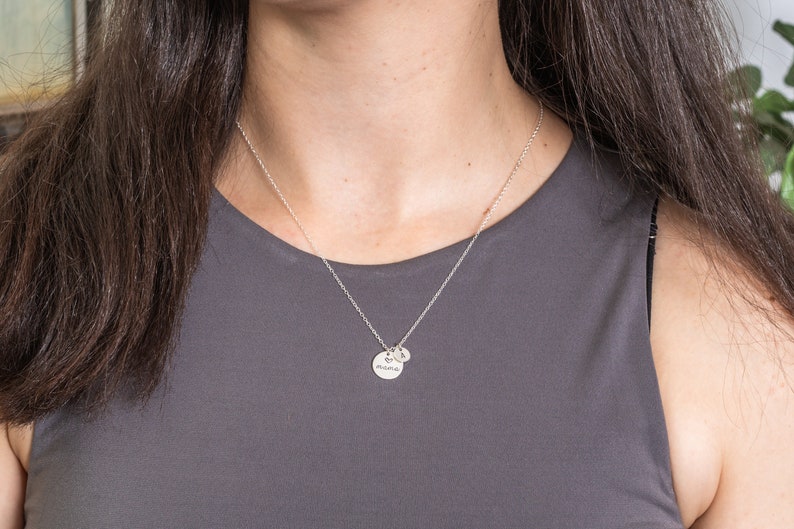 Personalized Disk with Tiny 6mm Initials Necklace, Waterproof, Mother Necklace, Grandma Necklace, Mother's Day, Grandma Gift, Initials image 10