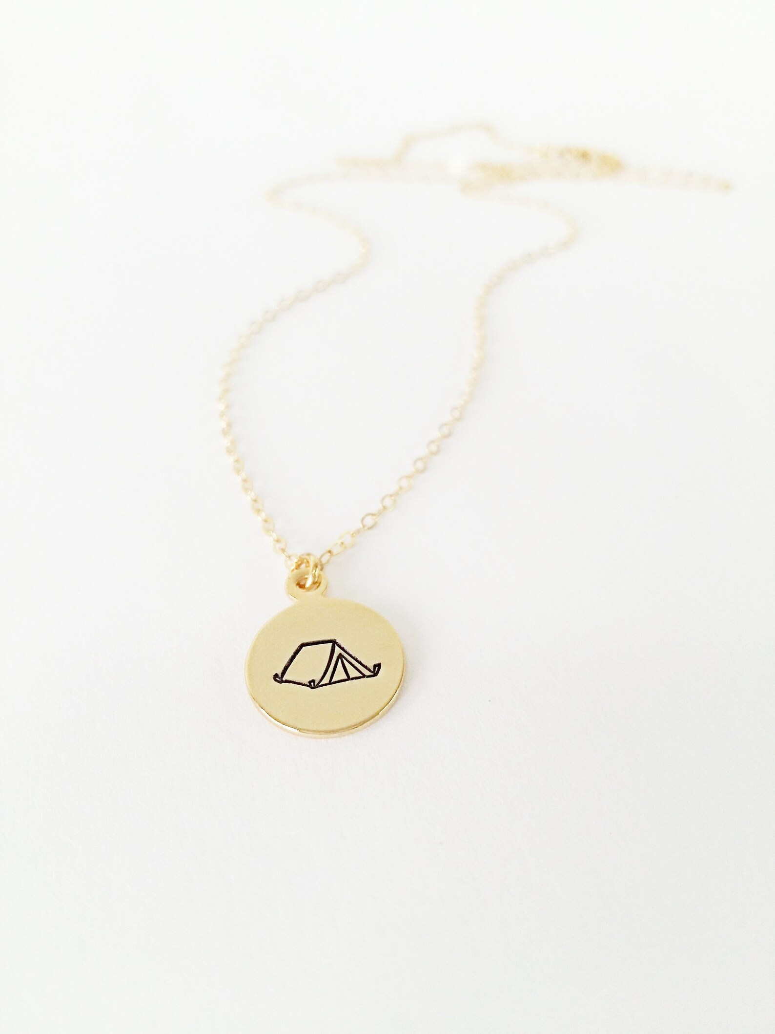 Tent Necklace // Camping Necklace // 14kt Gold Sterling Etsy India