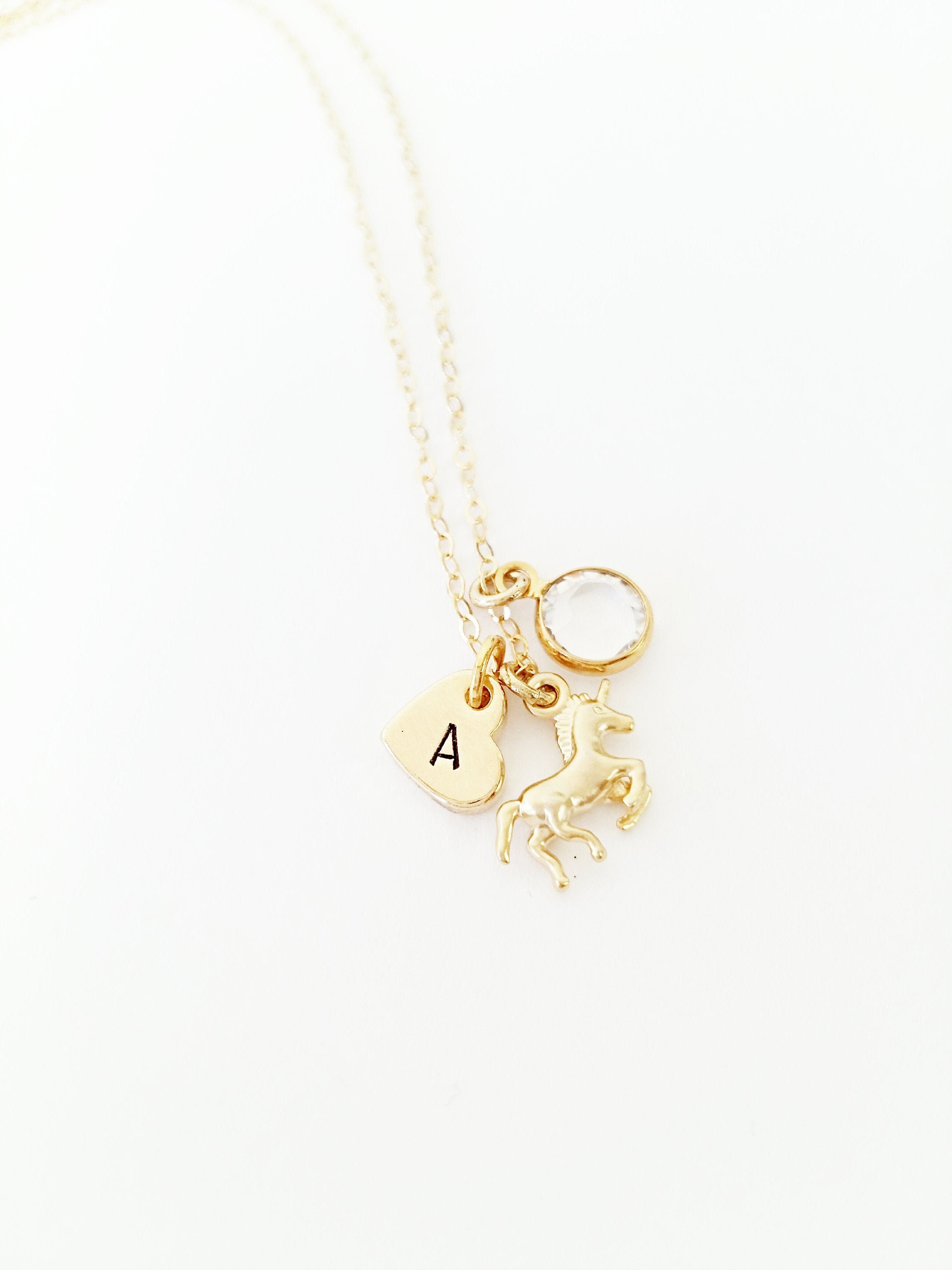 Unicorn Charm Necklace Gold Silver Rose 
