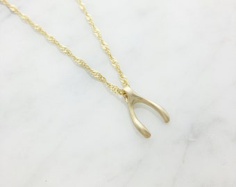 Wishbone Necklace // 14kt Gold Wishbone // Luck // Fortune/Success // Graduation Gift // Girlfriend // Everyday Jewelry // Layering