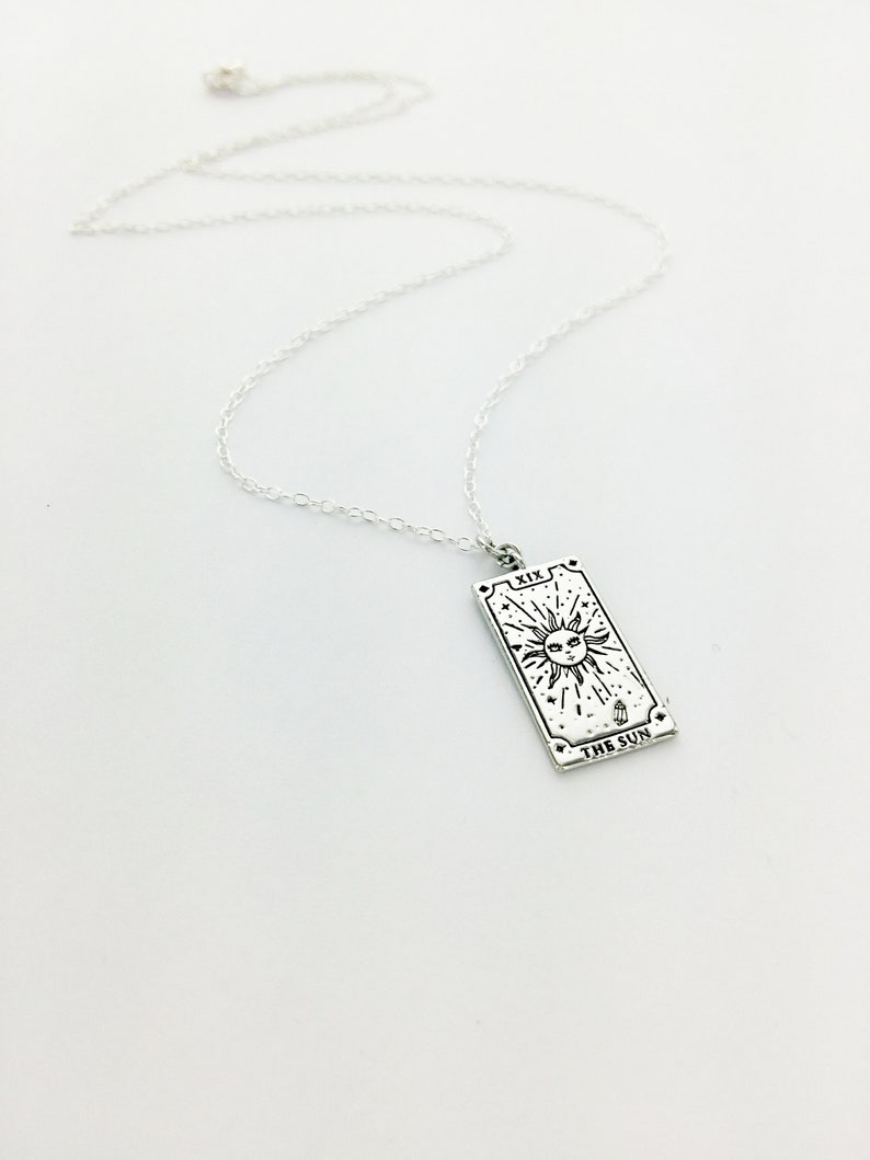 Dainty Tarot Card Necklace, Silver or Gold, The Sun, The Star, The World, Meaningful Gift, Inspirational, Unique, Gift For Her, Strength image 3