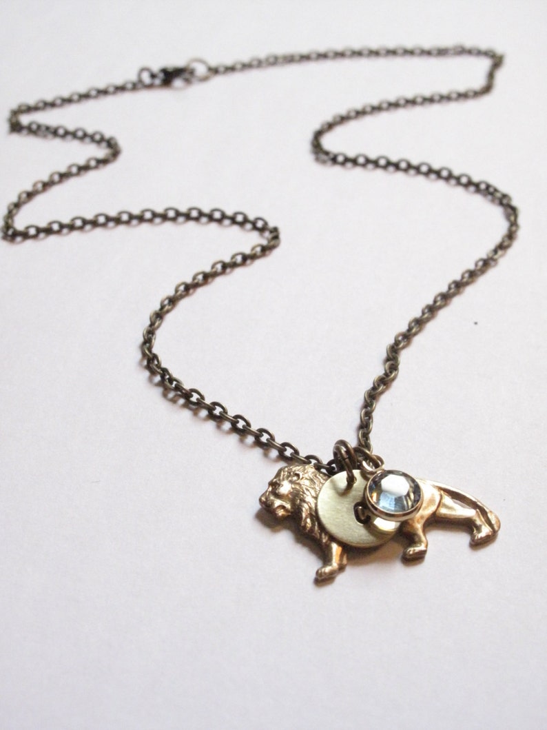 Lion Charm Necklace initial necklace birthstone necklace lion necklace tiger personalized necklace lion necklace
