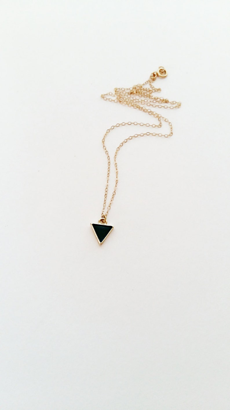 Tiny Triangle Necklace, 14kt Gold, Pink, Turquoise, White, Black, Dainty Necklace, Gift for Her, Epoxy, Colourful, Bridesmaids, Matching Set image 4