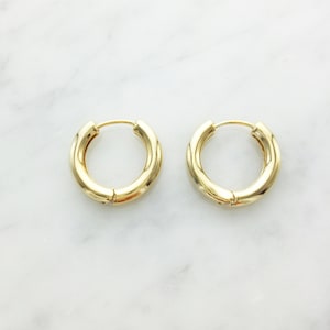 Kräftige Creolen, Ohrringe hinten, Geschenk für sie, Muttertag, Hochzeit, 16kt Gold, Einzigartige Gestüt, Liebe, Ehe
