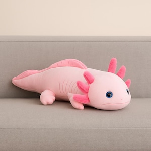 Kawaii Axolotl Plush Toy – 23–80cm Colorful Stuffed Salamander, Fuzzy Long Pillow Cushion for Kids, Bedtime, Nursery Decor, or Gift