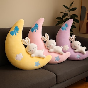 Cute Moon Bunny Plush Toy – 30/50/70cm Soft Stuffed Animal Doll, Sleep Pillow for Kids, Girls, Baby Gift, Nursery or Bedroom Decor