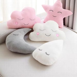 Almohada de peluche de nube, luna y estrella: cojín de peluche suave para bebés, niños, decoración de guardería, habitación de niñas, asiento de coche, regalo de Navidad.