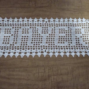 Heirloom Lace Personalize Custom Filet Crochet Name Doily Natural White handmade anniversary home decoration wedding gift