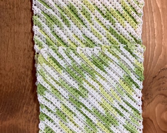 Textured crochet dishcloth dusting rag cleaning rag wash rag limeade  color set of two handmade