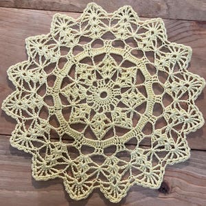 Lemon yellow handmade crochet Berka Shell doily doilies table decor home decor