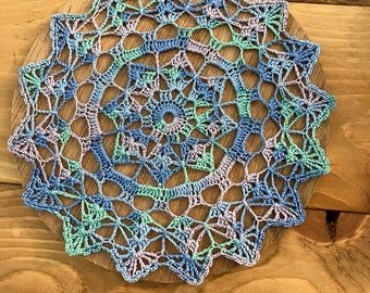 Oceanic multi color shells berka doily doilies handmade crochet 8 inches round