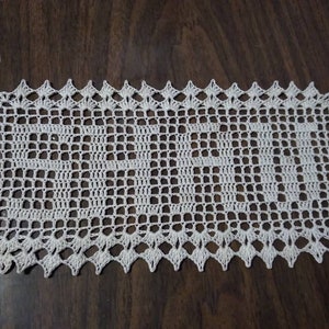 Sale Ends soon Heirloom Lace Personalize Custom Filet Crochet Name Doily Natural White handmade anniversary home decoration wedding gift image 5