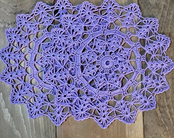Wood Violet set of two shells berka doily doilies handmade crochet 8 inches round