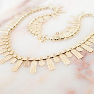 VINTAGE Cleopatra Fringe Necklace | Solid 9ct Gold | 15.5&quot;