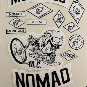 Conjunto de parches bordados para motociclistas: Nómada, Símbolo del 1%, Tema En Memoria