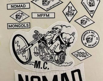 Embroidered Biker Patch Set: Nomad, 1% Symbol, In Memory Theme