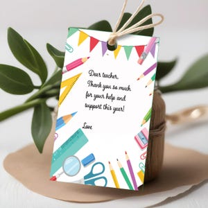 Printable Teacher Thank You Tags | Editable Gift Tags for Teachers | A4 & US Letter | Instant Download | End of Year, Teacher Appreciation