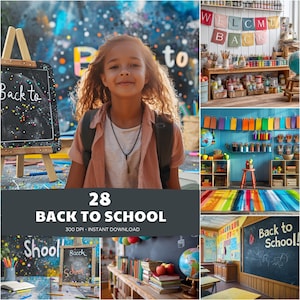 Back to School Backdrops, Digital Background, Kids Portrait Photography, Preschool Classroom, Photo School Portrait, Instant Download