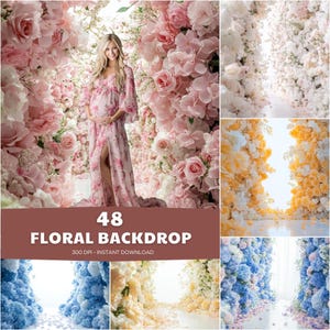Floral Goddess Podium Set Digital Backdrops, Maternity Backdrops, Digital Backgrounds