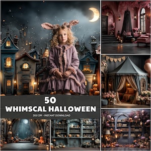 WHIMSICAL HALLOWEEN BACKDROPS, Halloween Photography, Digital Backgrounds, Horror Background, Kids Halloween Backdrop, Scary Printable Art