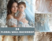 Floral Wall Digital Backdrop, Maternity Photography Overlay (Digital Download)