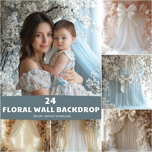 MUR FLORAL Décors numériques Superpositions florales Toile de fond maternité Toile de fond Studio numérique pour superpositions Photoshop Superpositions florales Art
