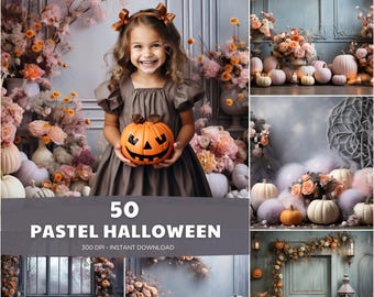 Cyfrowe tło do fotografii pastelowej na Halloween, tło horroru dla dzieci (pobieranie cyfrowe)