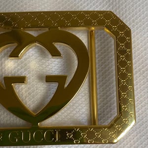 ヴィンテージ 正規品 ゴールド グッチ ハート ロゴ ベルト バックル