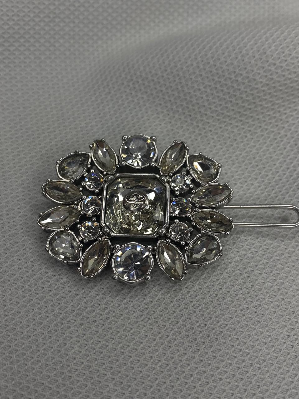 Vintage Authentic Gucci Crystal Flower Hair Slide Barrette  display picture 1
