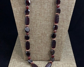 Garnet and Czech Glass Lanyard Necklace set