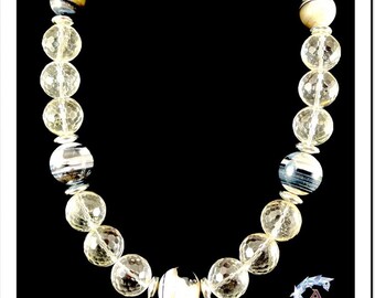 Clear Quartz Statement Necklace With agate accents.