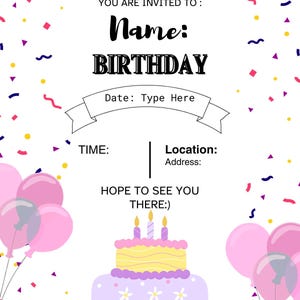 Birthday Party Invitation for Girl Template