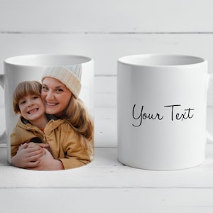 Tazza personalizzata con foto – Tazza con foto e testo personalizzati, bianca classica o colorata all'interno.