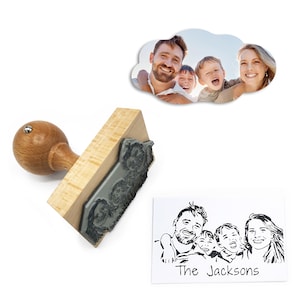 Aangepaste portretstempel: handgetekende rubberen stempel van foto | Cadeau stel • huisdier • leraar